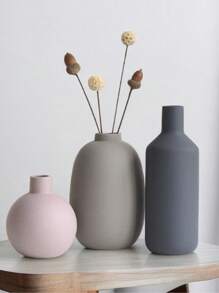 1 件现代简约马卡龙灰色陶瓷花瓶、家居装饰配件、客厅装饰品、桌面装饰品、中心装饰品、插花花瓶