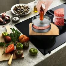 1PC Metal Non-Stick Burger Press - Patty Maker For Beef, Cheese, Veggie Burger Making, Suitable For BBQ Grill Cooking Hamburger Mold - Silver - View 7