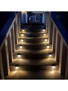 600mAh Solar Powered Outdoor Garden Lights, IP44 Water-Resistant, Home Garden Decor Stair Pathway Wall Fence Decorative Lights, Wedding Party Holiday Atmosphere Lights