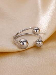 1PC Exaggerated Stainless Steel Bead Ball Rings For Women Men Open Adjustable Gold Color Stainless Steel Ring Waterproof Jewelry Gift