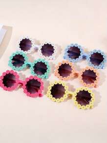 6pcs Cute Floral Girl Fashion Glasses, Charming Floral Fashion Glasses For Girls, Suitable For 3-14 Years Old Boys And Girls With Flower Frames, Fashionable Kids Fashion Glasses For Holiday, Travel, Party And Photo Decoration