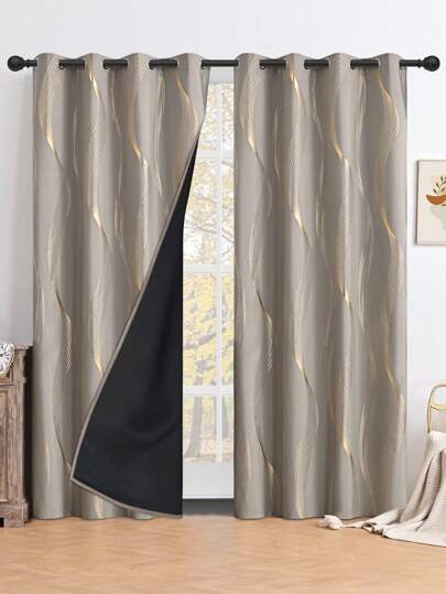 Cortina blackout de tecido prateado com alto sombreamento, 1/2 peças, com isolamento térmico, forro para janela, com textura de mármore, painel decorativo, cinza para sala de estar, quarto, cozinha, banheiro, decoração de casa (semelhante ao material à prova d'água, mas bastante fino)