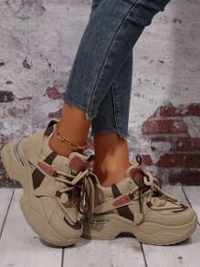 White Hidden Wedge Sneakers For Women, Versatile Casual Platform Shoes - Brown - View 5