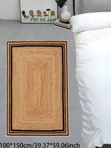 1 块橄榄绿色矩形印花绿色仿编织图案水晶天鹅绒地垫；可机洗、防污且易于护理的区域地毯，适用于客厅、卧室、儿童房、餐厅、浴室、厨房、阳台等；是房间装饰的理想地毯选择