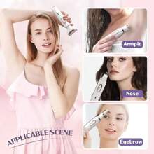 四合一女士电动剃须刀，面部脱毛器/眉毛修剪器，私密部位剃毛器/比基尼线修剪器，便携式女士剃须刀，尺寸小巧，电池续航时间长，让您拥有光滑柔嫩的肌肤，迎接即将到来的夏天。 - 彩色 - 查看 4
