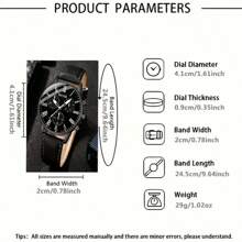 Juego de 4 piezas de reloj y joyería para hombre, que incluye reloj de cuarzo casual de negocios con 3 subdiales, correa, esfera de números romanos y collar, pulsera y anillo de estilo Samurai