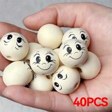 20mm Wooden Beads With Big Eyes And Happy Expressions - 5/20/40pcs For Jewelry Making, DIY Lucky Bug Keychains, And Home Decorations