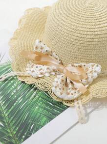 1pc New Sweet Bucket Hat, Thin Hollow Woven Straw Sun Hat, For Casual, Beach, Holiday, Anti-UV Protection - 1PC - View 3