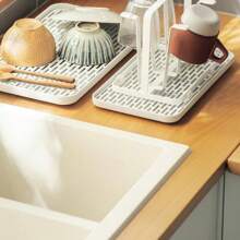 1pc Home/Living Room Double Layer Cup Tray, Rectangular Creative Tea/Fruit Draining Plate