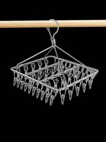 1 件多功能不锈钢袜子架，实心 20/40 夹子晾袜子架，多夹晾衣架，强力弹簧夹，夹紧不脱落，