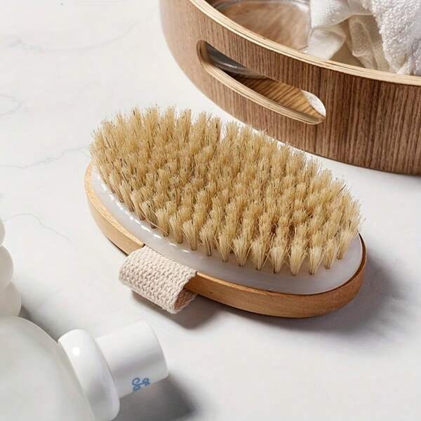 Spazzola esfoliante delicata per il corpo - Setole morbide e dense di alta qualità, design in legno portatile per pelle bagnata o asciutta, senza batterie necessarie - Perfetta per l'esperienza di spa domestica, massaggiatore personale
