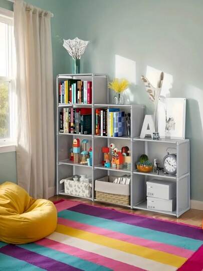 قطعة واحدة خزانة محمولة ومنظم، موفر للمساحة ، متعدد الوظائف، رف كتب مكعب قابل للتركيب، دولاب، عرض قائم بذاته، سهل التركيب/الفك/النقل، مناسب للمنزل، المكتب، الثكنة، غرفة النوم، غرفة المعيشة، المكتب، هدية عيد الميلاد/عطلة/أطفال