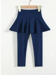 2-In-1 Girls Dress & Leggings Set, Navy Blue, Sweet & Cute Style, Suitable For Spring & Autumn Seasons - Blue - View 1
