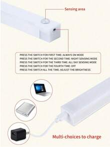 1 件 LED 夜灯，10/20/30/50 厘米可充电运动传感器磁性粘贴式壁橱灯，易于安装便携，适用于衣柜卧室露营楼梯照明，暖白光和白光选项，露营配件 - 彩色 - 查看 12