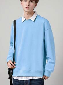 2025 Womens Oversized Sweatshirts Hoodies Fleece Crewneck Sweaters Casual Tops Comfy Fall Fashion Outfits Winter Clothes - Baby Blue - View 4