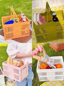 1 Pieza Cesta de transporte plegable y ligera, cestas de almacenamiento con asas de transporte, cesta de picnic al aire libre para verduras y frutas, mini cesta de almacenamiento