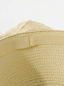 1pc New Sweet Bucket Hat, Thin Hollow Woven Straw Sun Hat, For Casual, Beach, Holiday, Anti-UV Protection - 1PC - View 6