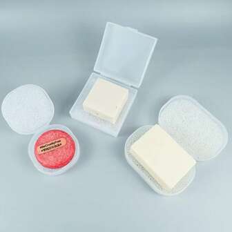 2 件套肥皂盒套装带支架，适用于浴室、露营、健身房、透明便携式旅行肥皂盒带翻盖和海绵，PP 储物盒带锁，迷你方形尺寸：约 3.149 * 3.149 * 1.57 英寸（长*宽*高），大号：9 * 6 * 3 厘米，小号：5 * 5 * 3 厘米 返校