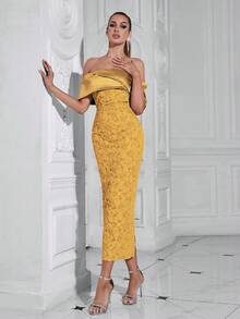Barlahlsen Women's Slim And Sexy One-Shoulder Maxi Dress - Yellow - View 8
