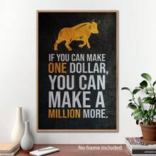 Motivational Quote Wall Painting, "If You Can Make A Dollar, You Can Make A Million Dollars" Canvas Poster,  Commercial Artwork, Oil Painting Style Print With Bold Colors And Dollar Signs, Dollar Wall Decor, Greenback Poster, Money Canvas Art Painting, Modern Wall Art Decor, Abstract Decorative Artwork, Painting, Room Aesthetic, Home Decor, Gift - 1 Piece Of Wood Framed Oil Painting (3) Thickness 2.5 Cm/ 1 Inch- Home Decoration For All Occasions - Ideal New Year, Valentine's Day, Thanksgiving, Easter, Christmas Gift , Room Decoration Aesthetic, Wall Decoration Art, Perfect Gift, Autumn And Winter Wall Decoration, Living Room Decoration, Bedroom Decoration, Kitchen Decoration, Entry Decoration, Bathroom Decoration, Direct Wall Painting, High Quality Wall Painting Poster