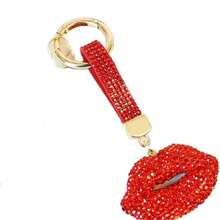 1pc Creative Rhinestone Lip Key Chain, Luxury Niche Design Car Key Decor Pendant, Bag Decoration Keychain