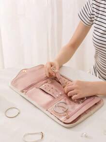 1pc Phụ kiện gấp gọn di động, Hoa tai và túi xách, 1pc Hộp đựng đồ trang sức đơn giản bằng PU, Có thể đựng đồ trang sức và những thứ khác, Thuận tiện để cất giữ và mang theo những vật dụng thiết yếu khi đi du lịch Những vật dụng thiết yếu cho kỳ nghỉ - Nhiều màu - Xem 4