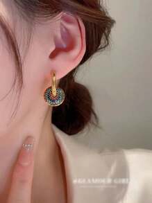 New Fashionable Paint Drip Necklace And Earring Jewelry Set, Stainless Steel Earrings For Women