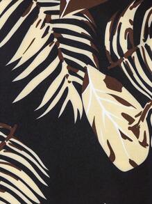 Teen Boy Casual Tropical Leaf Print Woven Shirt Set