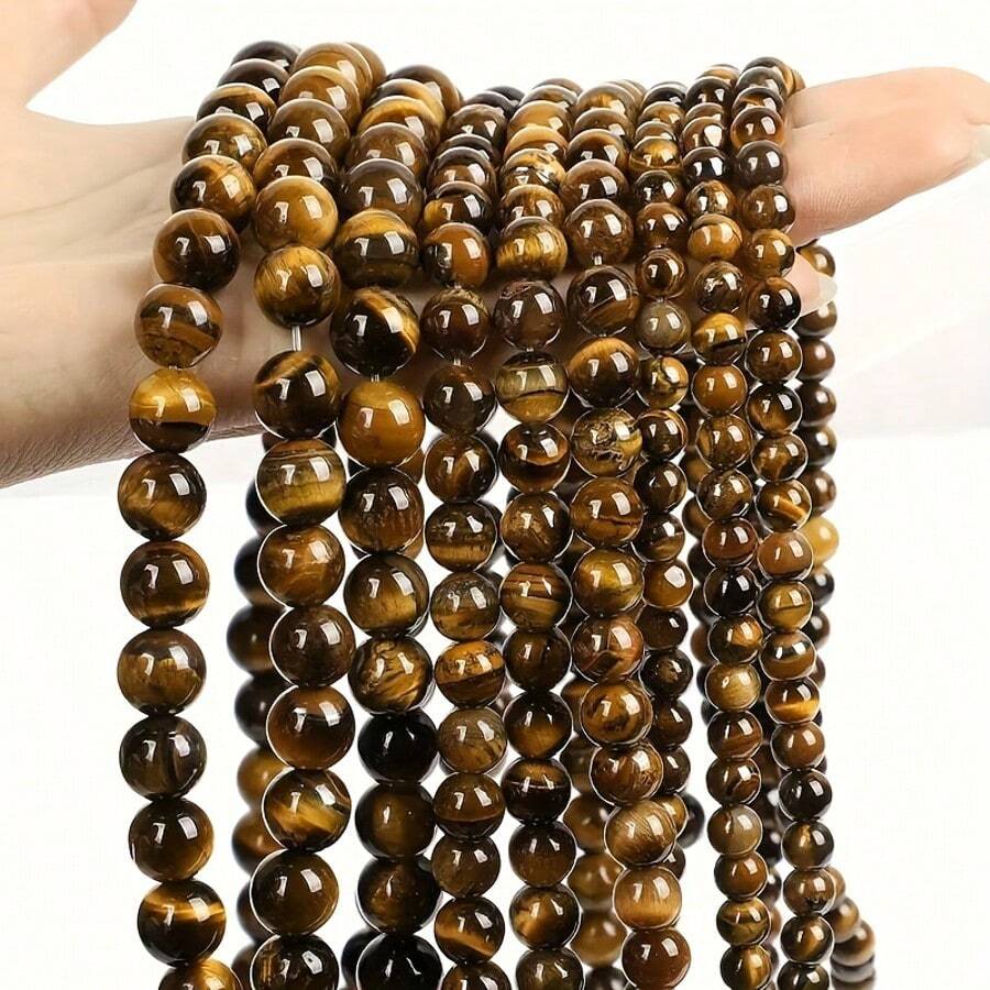 1 Strand Natural Yellow Tiger Eye Stone Beads Round Loose For Jewelry Making DIY Crafts Fashion Accessories - Tiger Eye Stone - 查看 1