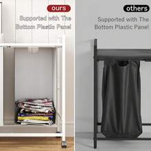 Cesto de ropa para habitación de lavandería o baño, cesto de ropa con 4 ruedas, clasificador de ropa con 2 bolsas extraíbles y desmontables, estante, marco de acero con carbono, 2 x 50 litros