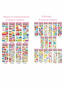 5pcs Kids Cartoon Vehicles, Animals, Dinosaur Theme 3D Embossed Stickers, Scrapbooking Decorative Stickers, Ideal Gift For Boys (Assorted Combination Of 5 Dinosaur + 5 Vehicles, 5 Dinosaur + 5 Animals, 5 Vehicles + 5 Animals)