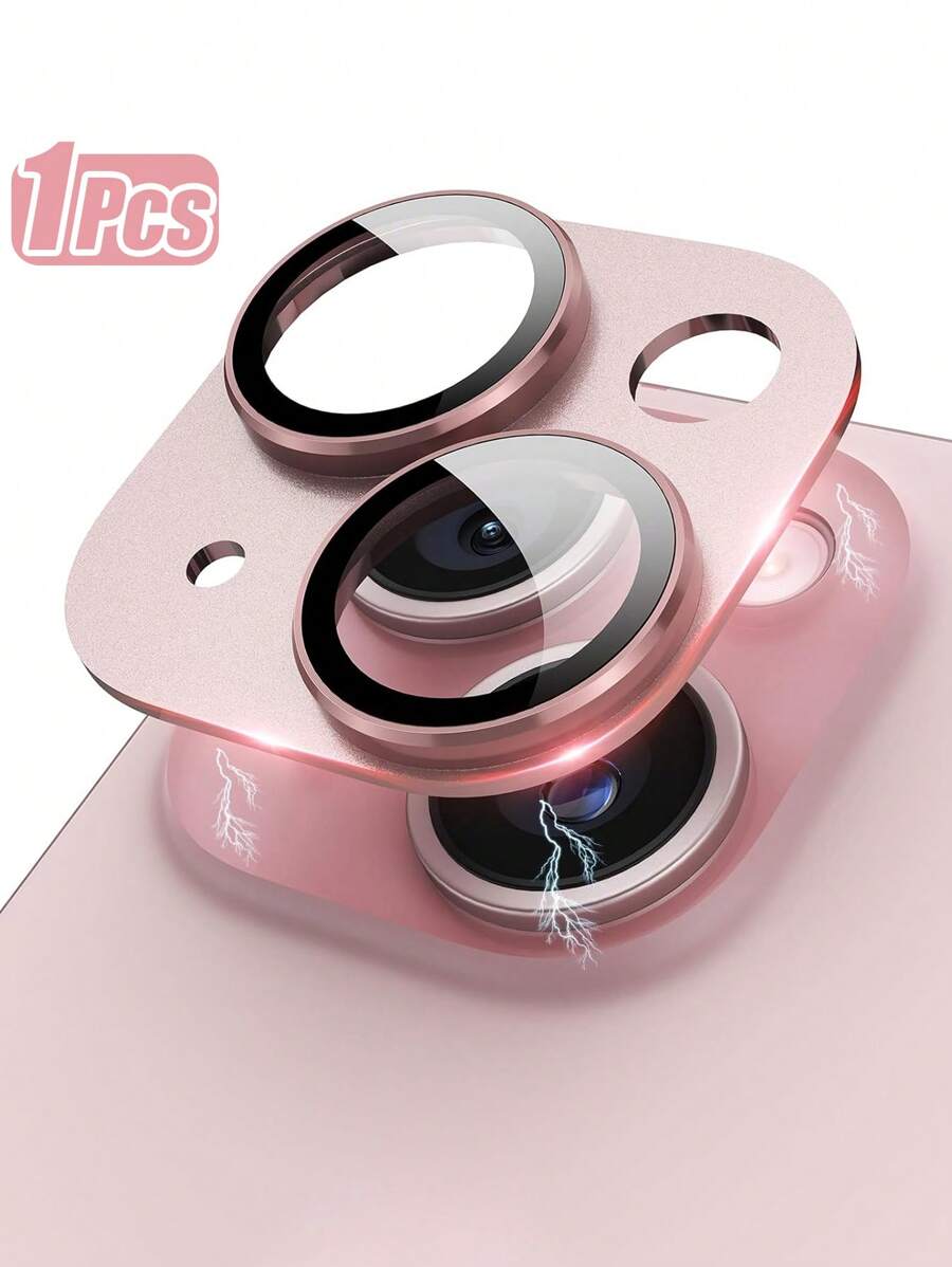 Camera Lens Protective Film For IPhone 15 Plus/ForiPhone 15/Metal With Aluminum Ring, 9H Tempered Glass Screen Protector, Pink For IPhone 13