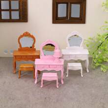 1pc White/Pink/Brown Color Makeup Vanity And Nightstand Boxed Set, Mini Colored Furniture Playset, Mini Colored Vanity, Mini Furniture Model, Mini Vanity, Vanity Model, Dollhouse Decor, Pretend Play Toy, Miniature Model, Photography Prop, Realistic Furniture Model, Plastic Toy - Multicolor - View 8