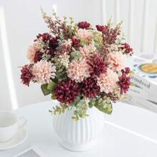 1/80pcs Artificial Peony Flower Bouquet, Simulated Chrysanthemum, Suitable For Autumn Decor, Wedding Vase, Home Dining Room Bedroom Decor, Holiday Birthday Party Supplies, Outdoor Garden Decoration - Carnation-wine Red - View 6