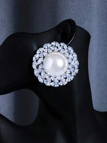 2 peças de brincos de argola de pérola vintage com decoração de strass grande, acessórios de palco extravagantes