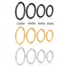 1 pièce Boucle d'oreille circulaire fermée simple non percée, unisexe, en titane G23 hypoallergénique/acier inoxydable 316L, multi-usage pour les oreilles, le nez, les lèvres