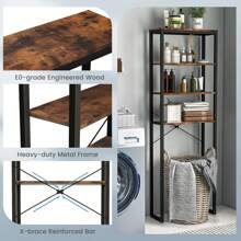 Costway 4-Tier Over Toilet Storage Rack Freestanding Bathroom Organizer Rustic Brown - Brown - View 6