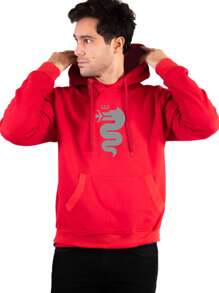 Alfa Romeo Men's Solid Color Drawstring Design Sweatshirt With Pocket - Red - View 5