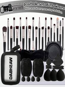39 Professional Cosmetic Brush Sets, Including 20 Cosmetic Brushes (Foundation Make-Up Brush, Powder Puff Brush, Eyebrow Brush, Paint Brush, High Light Brush,Brush Set,Makeup Brush Kit,Make Up Brush Set,Make Up Set Complete,Makeup Brush Set,Complete Makeup Kit,Brush Kit,Brushes Makeup Set,Makeup Gift Set