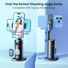 2025 NEW P02 Desktop Gimbal Selfie Stick AI Automatic Face Tracking Stabilizer And Recognition Shooting Holder Suitable For Indoor And Outdoor Shooting, Desktop Phone Holder Wireless Connection Shooting Can Be Used With K28 Selfie Stick, K28 Requires Additional Order - màu đen - Xem 8