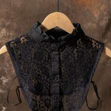 1 chiếc váy ren đen viền bèo nhún có thể tháo rời, cổ áo Dickey cổ điển thường ngày có thể điều chỉnh dành cho mùa xuân và mùa thu, thoải mái và thoáng khí để mặc trang trí Giáng sinh - màu đen - Xem 3