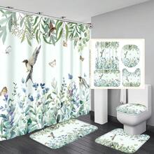 1 szt./4 szt. Kwiatowy wzór roślinny i liściasty wielofunkcyjny zestaw dekoracji łazienkowych, zawiera wodoodporną zasłonę prysznicową z 12 haczykami, matę antypoślizgową, matę podłogową w kształcie litery U, okrągłą pokrywę deski sedesowej, odpowiednią do całej łazienki Kwiaty na Dzień Matki, spersonalizowane prezenty dla mamy, prezenty na ostatnią chwilę, pomysły na Dzień Matki, prezenty na Dzień Matki, ręcznie robione kartki dla mamy, najlepsze prezenty na Dzień Matki poniżej 50 USD