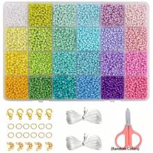 5200pcs 3mm Glass Seed Jewelry Making Kit For DIY Handicrafts And Bracelet, Necklace, Earrings, Ring Jewelry Making, Beading Set Box For Beginners (Random Colors)