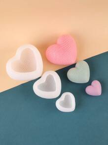 1 件编织心形硅胶模具，适用于香薰蜡烛、工艺品和石膏装饰 - 白色 - 查看 3