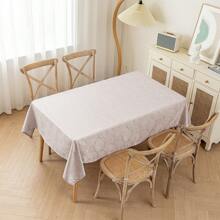 1pc Jacquard Lotus Flower Pattern Tablecloth, Rectangular Home Dining Table Cloth, Coffee Table Decor