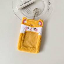 Cute Plush Kpop Photocard Holder With Keychain, Cartoon Bear Bunny Pig Photo Sleeve Card Holder Protector,School Supplies,Back To School - Multicolor - View 11