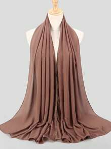 1pc Women's Rhinestone Chain Chiffon Headscarf, Islamic Fashion Solid Color Scarf, Muslim Sunscreen Hijab Headwrap, Suitable For Daily Wear