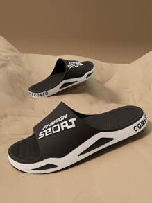 男女通用防滑室内外拖鞋，舒适时尚的人字拖，适合休闲、运动、沙滩、浴室、家居、淋浴鞋 - 黑與白 - 查看 3