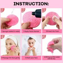 20 件装紧凑型面部清洁圆形海绵，带便携式收纳盒，女士旅行必备，人造丝卸妆海绵，用于面部清洁