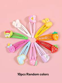 10/20/30/50pcs/Set Children Toddler Kids Random Color Hairpin Candy Colors Cute Decoration Hair Clips Spring And Summer Hair Accessories For Styling And Daily